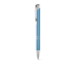 Aluminium balpen met drukmechanisme blauwe inkt kleur lichtblauw