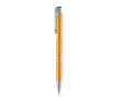 Aluminium balpen met drukmechanisme blauwe inkt kleur oranje