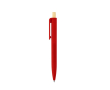 Balpen van gerecycled plastic met bamboe drukknop, blauwe inkt kleur rood
