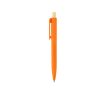 Balpen van gerecycled plastic met bamboe drukknop, blauwe inkt kleur oranje