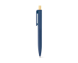 Balpen van gerecycled plastic met bamboe drukknop, blauwe inkt kleur marineblauw