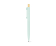 Balpen van gerecycled plastic met bamboe drukknop, blauwe inkt kleur pastel groen