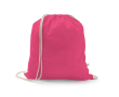Trekkoordrugzak van gerecycled katoen en polyester 150 g/m² kleur roze