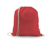 Trekkoordrugzak van gerecycled katoen en polyester 150 g/m² kleur rood