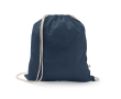 Trekkoordrugzak van gerecycled katoen en polyester 150 g/m² kleur marineblauw