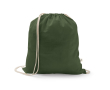Trekkoordrugzak van gerecycled katoen en polyester 150 g/m² kleur miliair groen