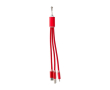 Oplaadkabelset 3-in-1 met karabijnhaak voor transport kleur rood