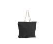 Strandtas van gerecycled katoen met lange hengsels 220 g/m2 kleur zwart