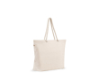 Strandtas van gerecycled katoen met lange hengsels 220 g/m2 kleur naturel