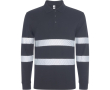 Unisex polo met lange mouwen met hoge zichtbaarheid 220 g/m² kleur taupe grijs