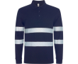 Unisex polo met lange mouwen met hoge zichtbaarheid 220 g/m² kleur marineblauw