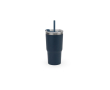 Beker van gerecycled staal met dubbele wand en matte afwerking 600 ml kleur marineblauw