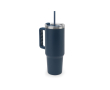 Grote reisbeker van gerecycled staal met matte afwerking 1,3 L kleur marineblauw