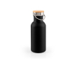 RVS-fles met bamboe dop met draaglus 580ml kleur zwart
