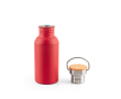 RVS-fles met bamboe dop met draaglus 580ml kleur rood
