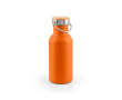 RVS-fles met bamboe dop met draaglus 580ml kleur oranje