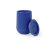 Dubbelwandige plastic reismok met schuifopening 420ml kleur blauw