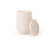 Dubbelwandige plastic reismok met schuifopening 420ml kleur gebroken wit