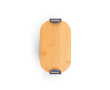 Luchtdichte plastic lunchbox met bamboe deksel en sluitclips 1L kleur marineblauw