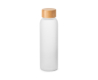 Frosted glazen fles met bamboe schroefdop 520 ml kleur wit