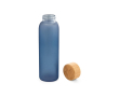 Frosted glazen fles met bamboe schroefdop 520 ml kleur koningsblauw
