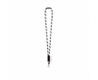 Tubulaire lanyard van polyamide met karabijnhaak en te sublimeren label kleur wit/zwart