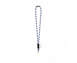 Tubulaire lanyard van polyamide met karabijnhaak en te sublimeren label kleur wit/blauw