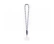 Tubulaire lanyard, gemaakt in Europa, met standaard karabijnhaak kleur wit/blauw