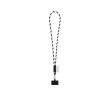Tubulaire lanyard met musketonhaak en telefoonhouder 6,5 x 4,1 cm kleur wit/zwart