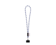 Tubulaire lanyard met musketonhaak en telefoonhouder 6,5 x 4,1 cm kleur wit/blauw