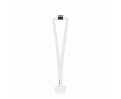 Lanyard van gerecycled polyester met karabijnhaak en badgehouder 2 cm kleur wit