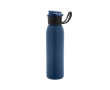 Sportfles van gerecycled roestvrij staal met enkelwandige constructie 670 ml kleur marineblauw