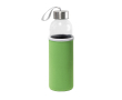 Glazen waterfles met roestvrijstalen dop en band, 520ml kleur lichtgroen