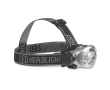 Hoofdlamp met 8 witte en 2 rode LED's, inclusief hoofdband kleur mat zilver