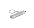 Sleutelhanger van deels gerecycled aluminium met LED-zaklamp kleur mat zilver