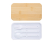 Dubbele lunchbox met intern tussenschot en bestek 800ml - Duo Compact kleur wit