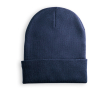 Muts met logo en omgeslagen boord kleur blauw