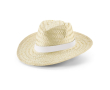 Hoed van natuurlijke stro met gesublimeerde band kleur wit