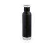 Dubbelwandige fles van gerecycled staal met wielvormige dop 750 ml kleur zwart
