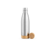Gerecyclede stalen fles met dubbele wand en bamboe dop 500 ml kleur zilver