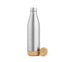 Fles van gerecycled roestvrij staal met bamboe dop 750 ml kleur zilver