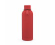 Thermosfles van gerecycled RVS met siliconen handgreep 490 ml kleur rood