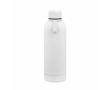 Thermosfles van gerecycled RVS met siliconen handgreep 490 ml kleur wit