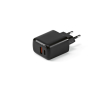 Wandlader van gerecycled kunststof met USB-A- en USB-C-poort 20 W kleur zwart