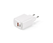 Wandlader van gerecycled kunststof met USB-A- en USB-C-poort 20 W kleur wit