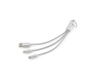 3-in-1-snellaadkabel met aluminium sleutelhanger 10 W kleur wit