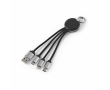 4-in-1-oplaadkabel met sleutelhanger en verlicht logo 10 W kleur zwart