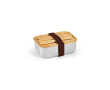 Lunchbox van gerecycled staal met bamboe deksel en bestek 490 ml kleur zilver