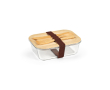 Glazen lunchbox met bamboe, bestek en elastische band 800 ml kleur doorzichtig
