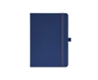Gelinieerd A5-notitieboek van gerecycled kunstleer met elastiek kleur marineblauw